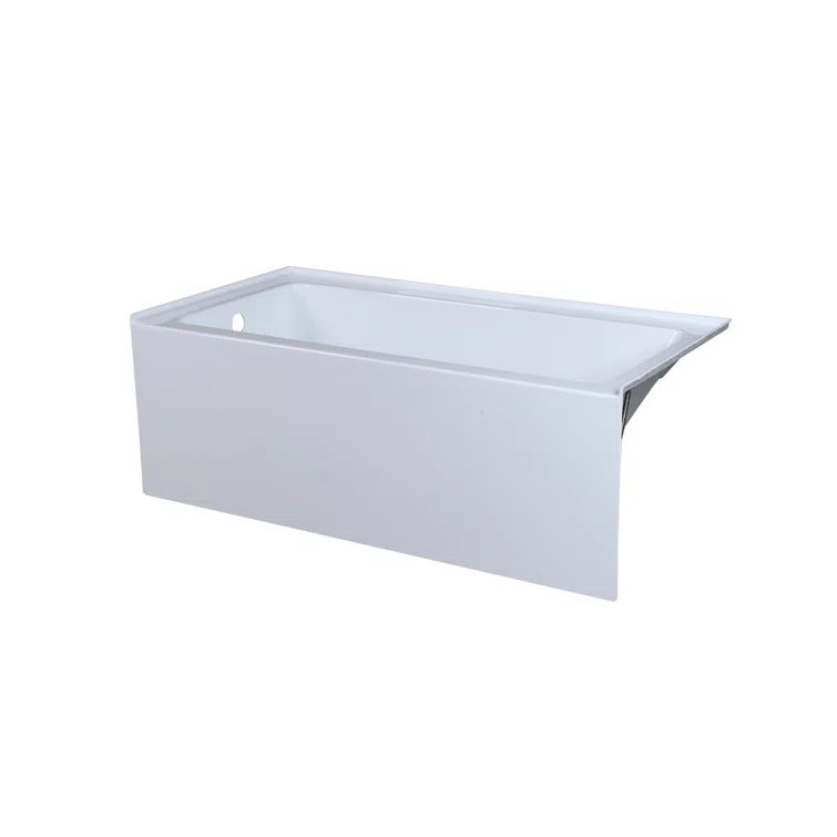 Niklaus 60'' Glossy White Acrylic Alcove Bathtub