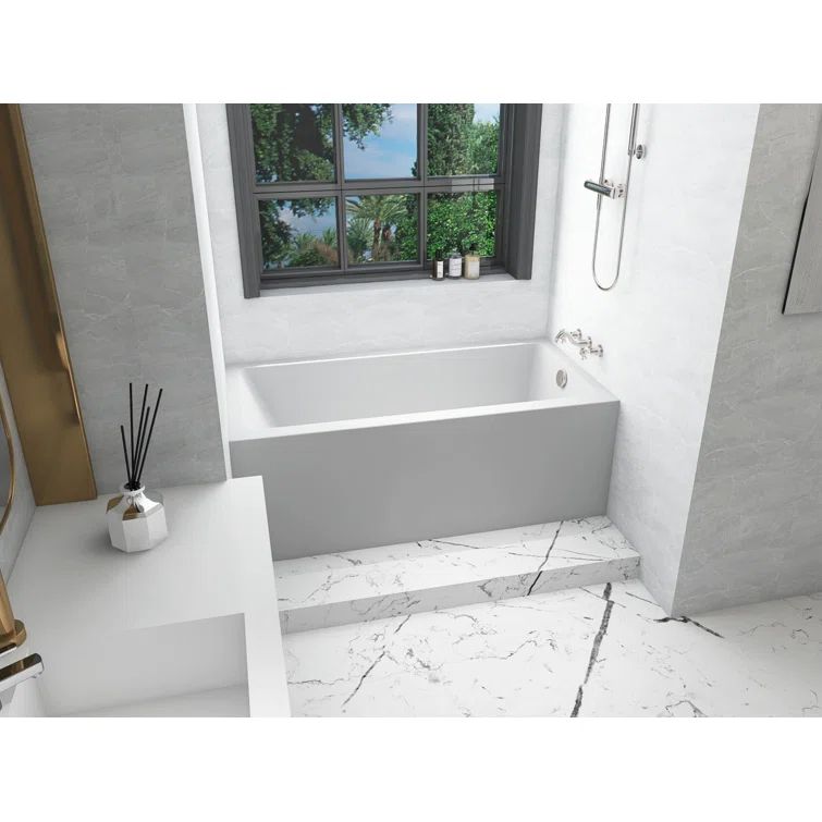 Niklaus 60'' x 30'' Glossy White Acrylic Alcove Bathtub