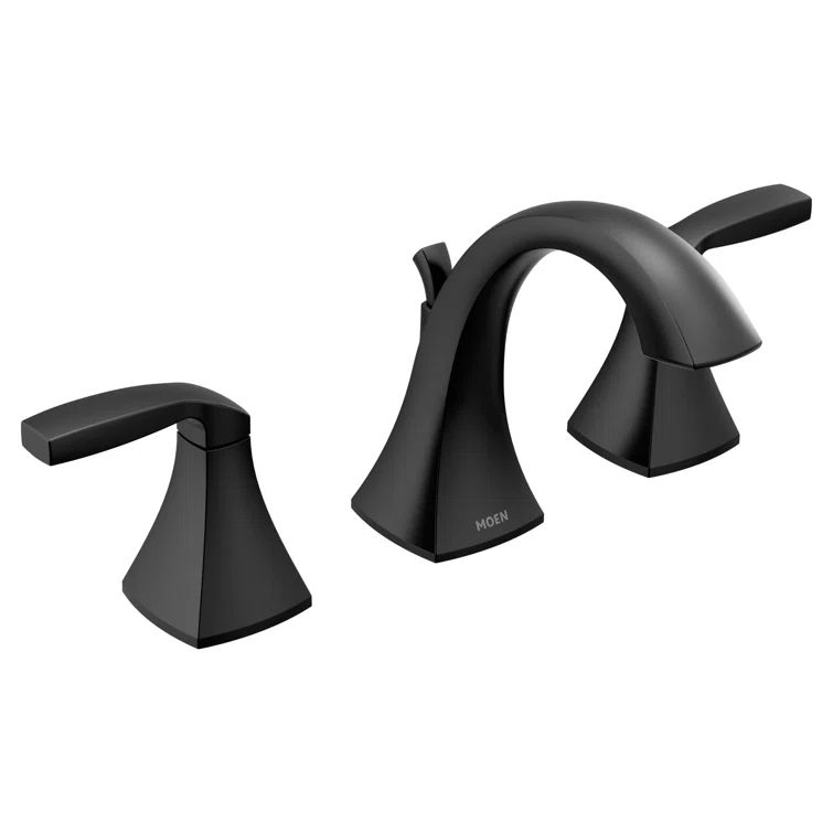 Matte Black Modern Two-Handle Widespread Bathroom Faucet