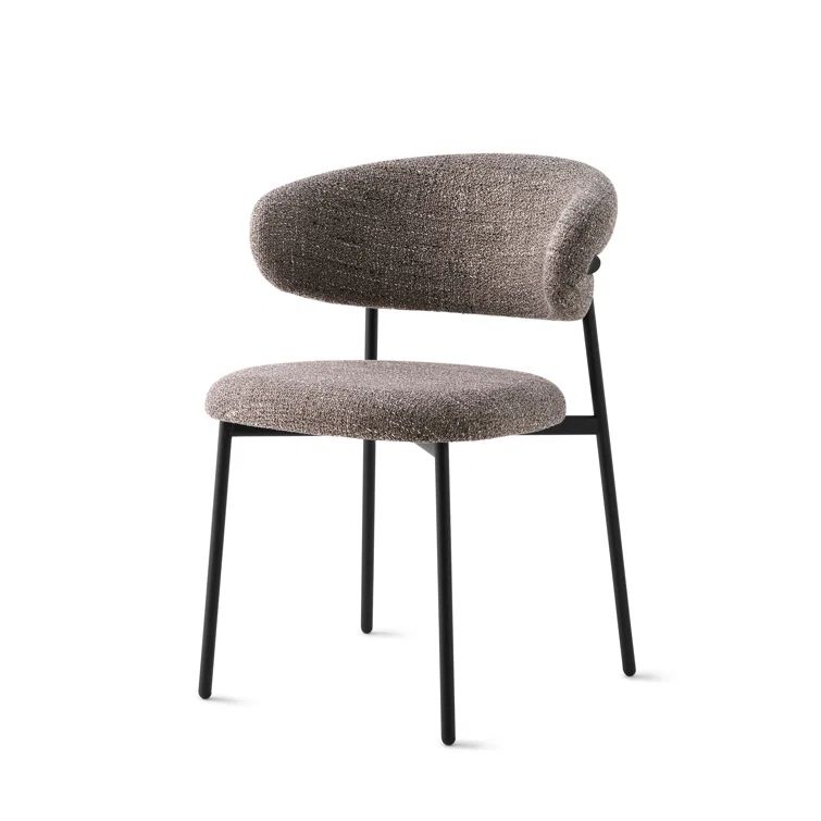 Taupe Upholstered Fabric Dining Chair with Matt Black Metal Legs