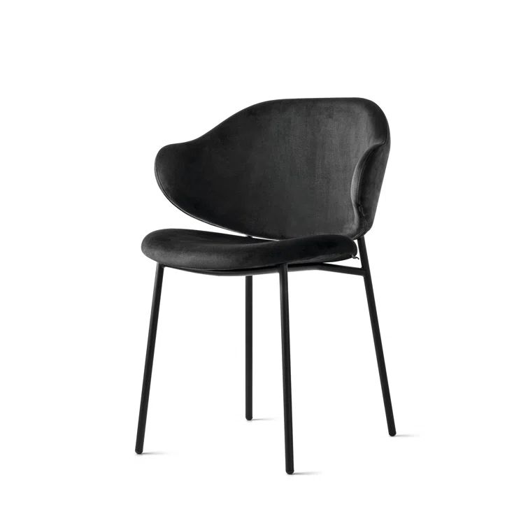 Black Faux Leather Armchair with Matte Black Metal Legs