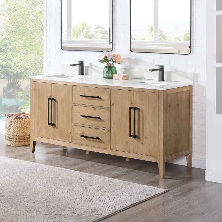 Laurel 71.2" Weathered Fir Double Freestanding Bathroom Vanity