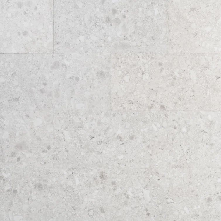 Silver Beige Large Format Terrazzo Look Glue Down Vinyl Tile