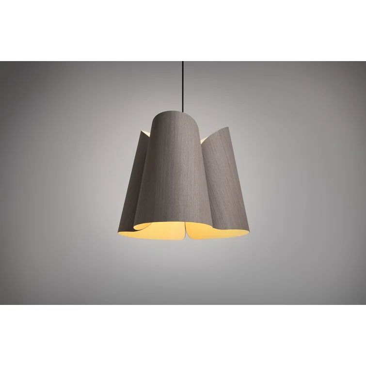 Ebony Reconstructed Wood Veneer Pendant Light with Black Cable
