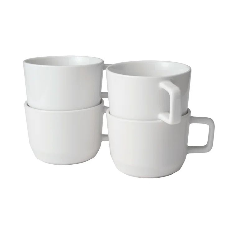 Austin White Ceramic 17.5-Ounce Stackable Coffee Mugs, Set of 4