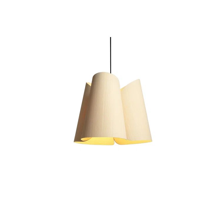 Ash Reconstructed Wood Veneer Pendant Light with Black Cable