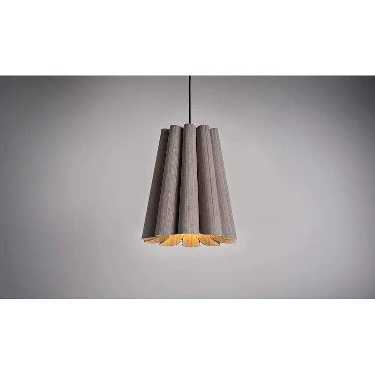 Gray Oak and Black Reconstructed Wood Veneer Single Pendant Light