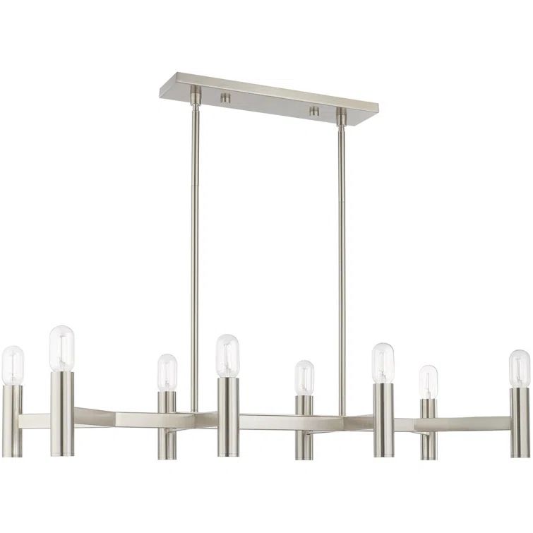 Copenhagen 8-Light Industrial Brushed Nickel Linear Chandelier
