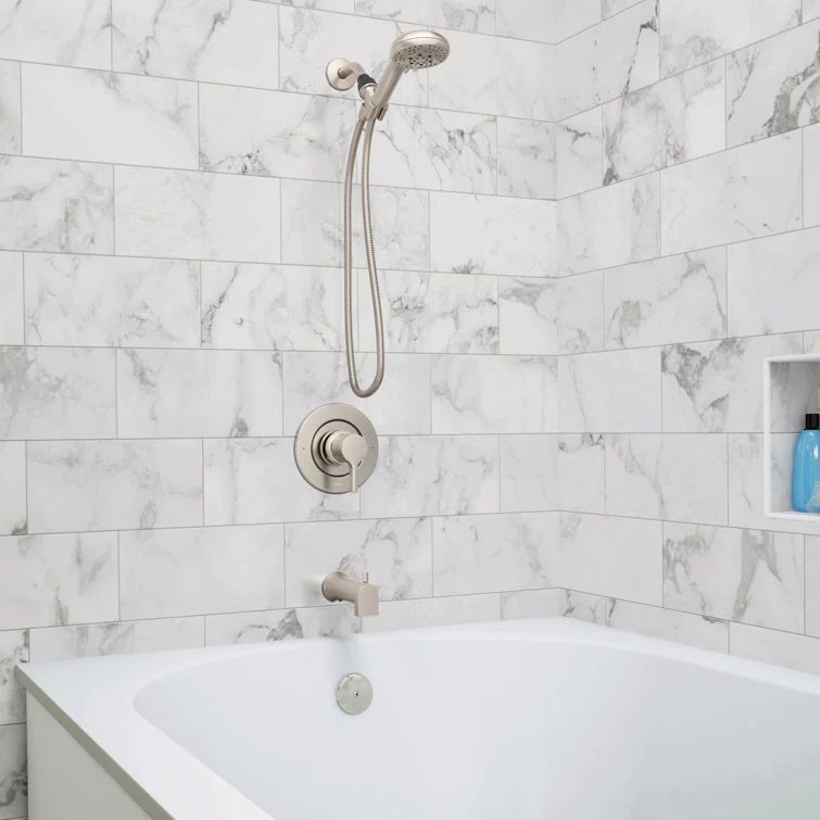 Brushed Nickel Wall Mounted Handheld Tub and Shower Faucet