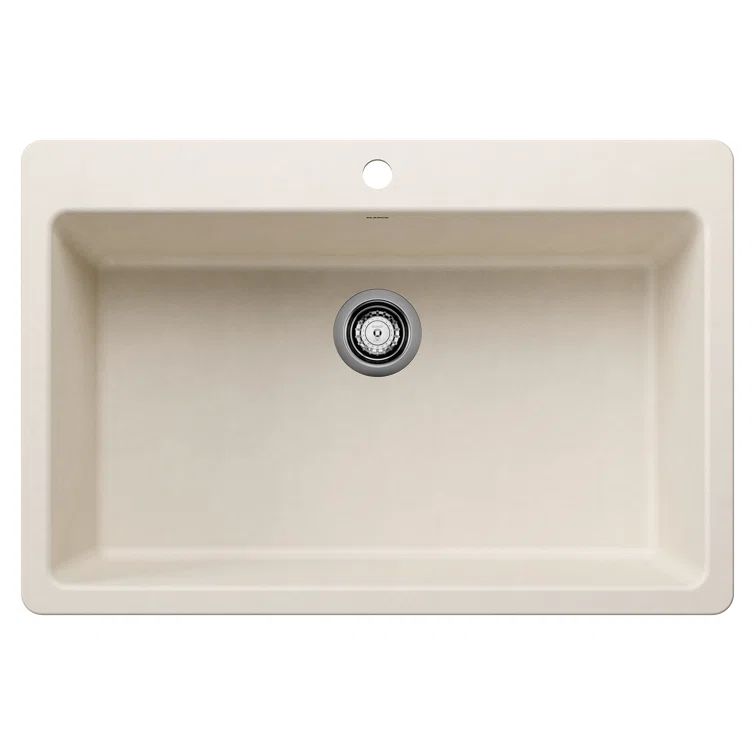 Soft White Stone Drop-In Single Bowl Kitchen Sink