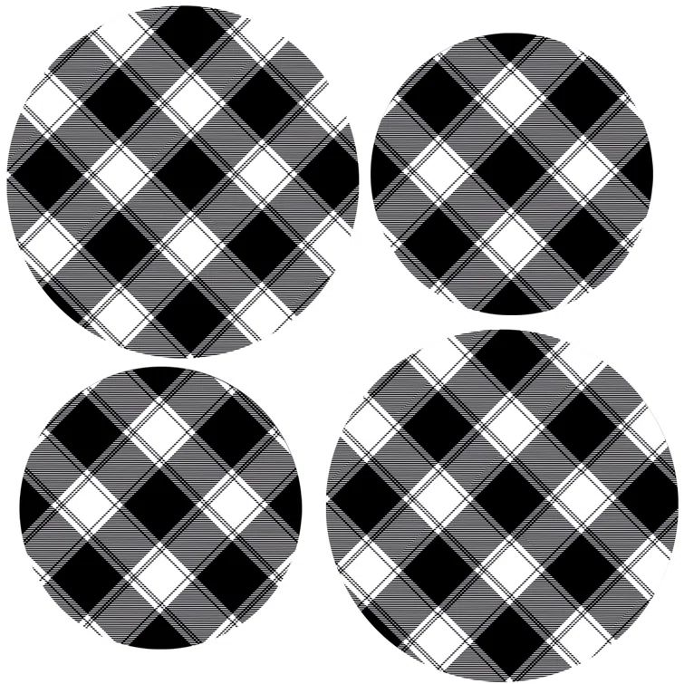 Buffalo Check Black and White Tin Electric Stove Burner Covers Set