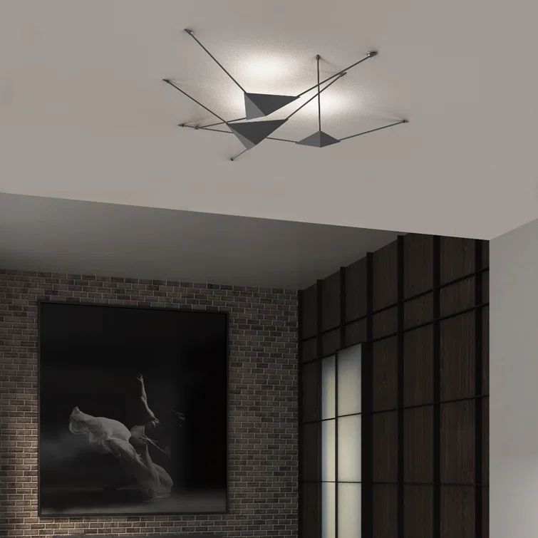 Satin Black Abstract LED Dimmable Wall Sconce