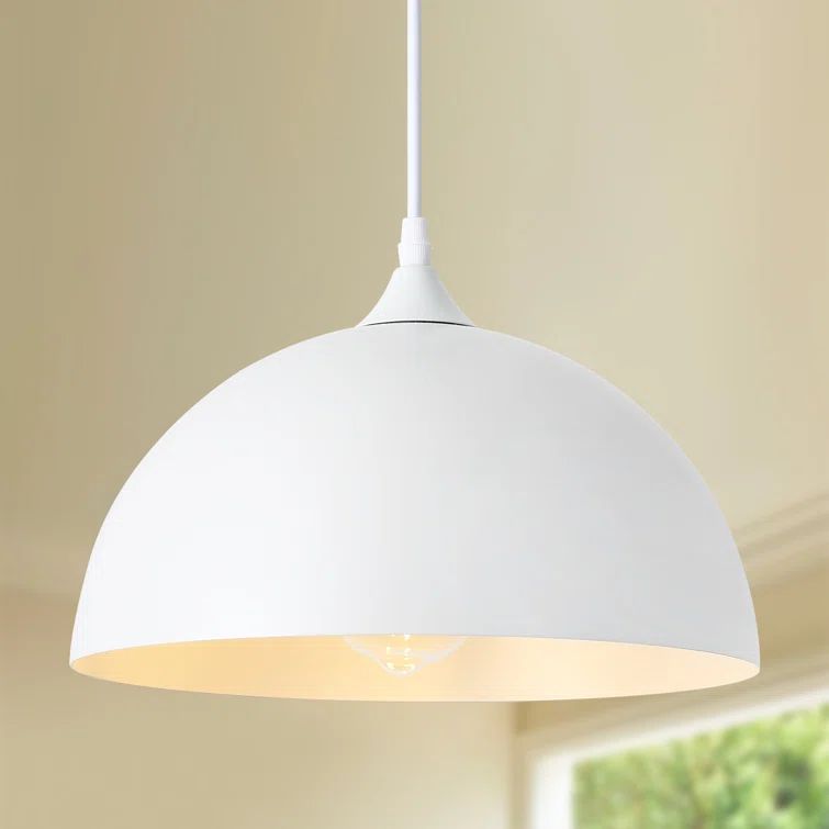 White Metal Dome Adjustable Pendant Light
