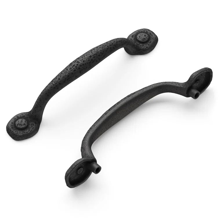 Matte Black Iron Rustic Cabinet Handle with Mounting Hardware