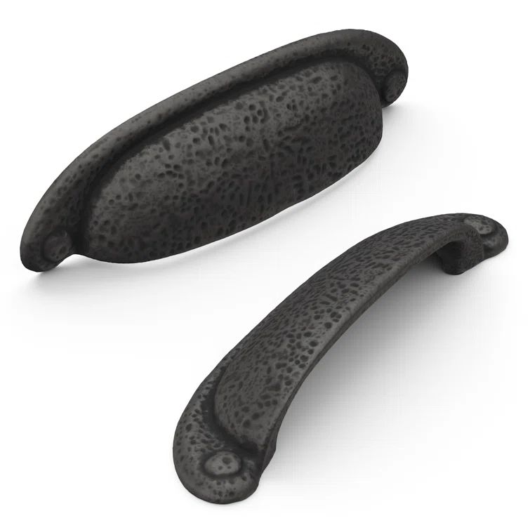 Matte Black Iron Rustic Farmhouse Cabinet Handles, 10-Pack
