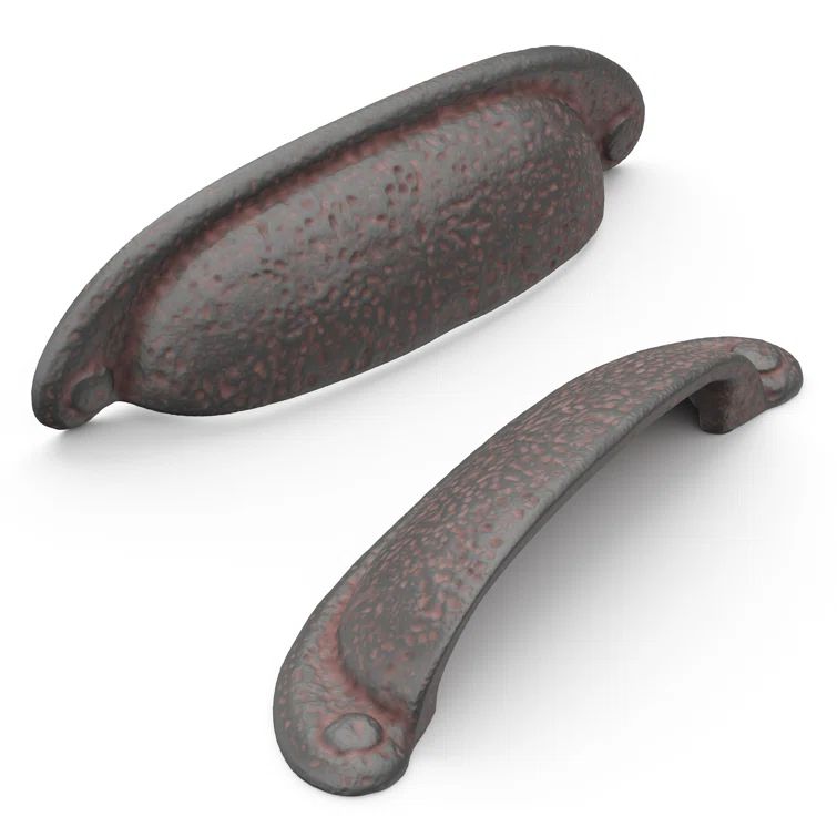 Rustic Iron Matte Cup Pulls with Mounting Hardware, 10-Pack