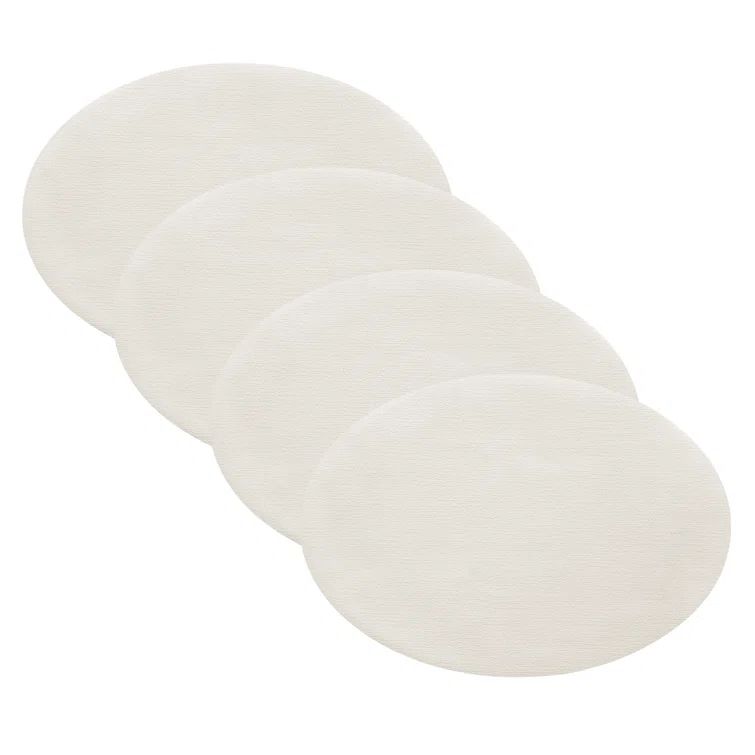 White and Black Vegan Leather Ellipse Placemats, Set of Four