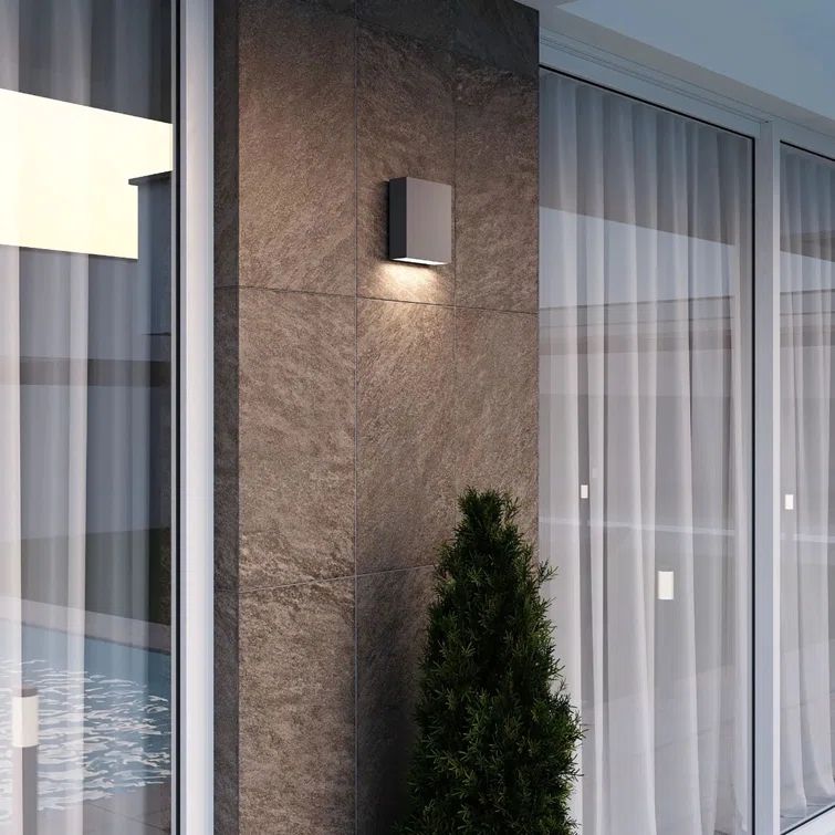 Textured Gray LED Dimmable Outdoor Wall Sconce