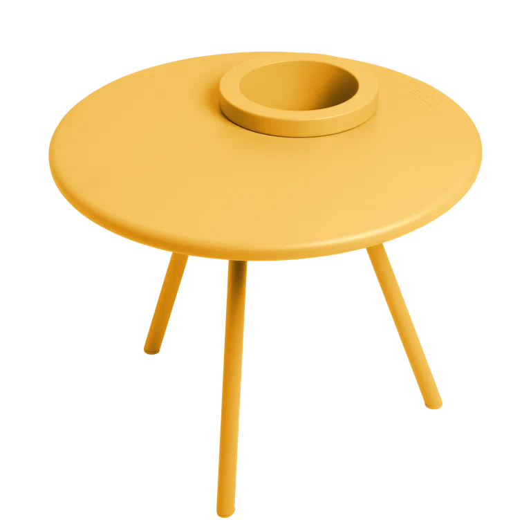 Bakkes Light Gray Round Metal Planter Side Table