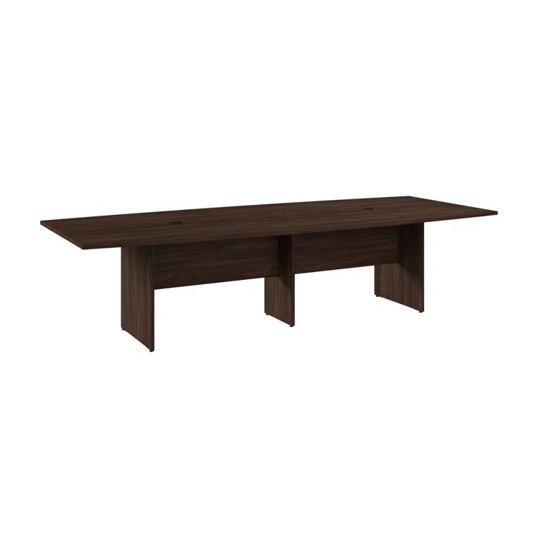 Black Walnut 120" Boat Shaped Conference Table with Wood Base