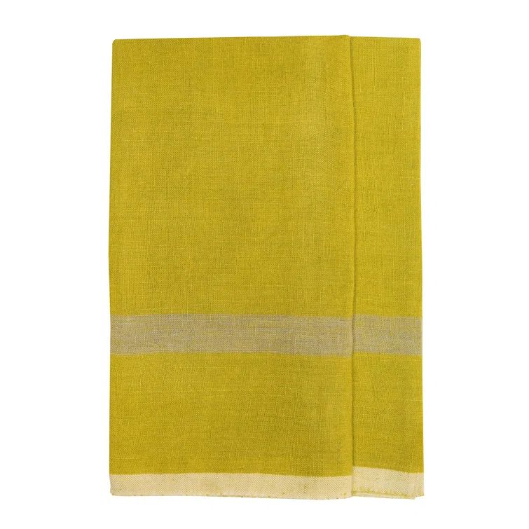 Lime and Gray Stonewashed Linen Tea Towel Set