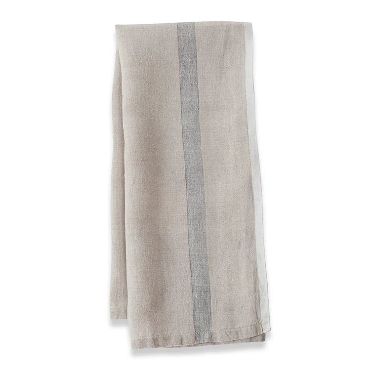Natural Gray Linen Striped Tea Towel Set