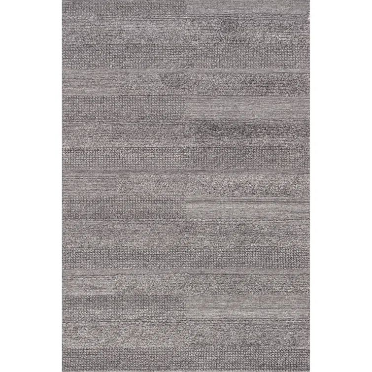 Samba Gray Textured Cotton-Blend Rectangular Area Rug 5' x 8'