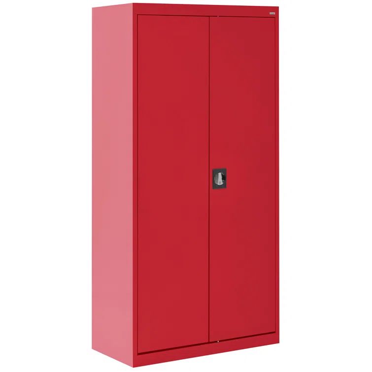 Heavy Duty Red Steel Freestanding Lockable Office Cabinet with Adjustable Shelving