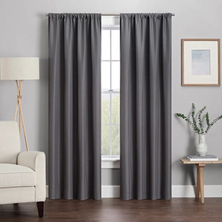 Charcoal Blackout Rod Pocket Window Curtain Panel