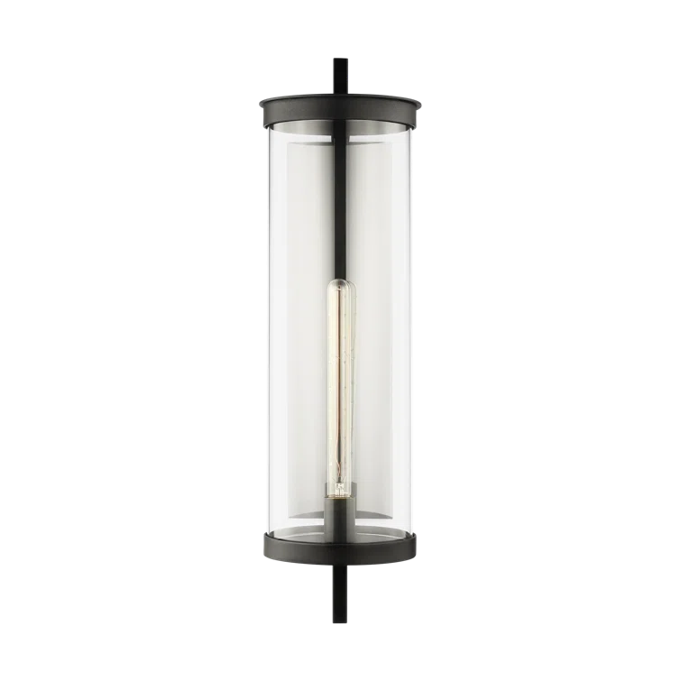Textured Black and Clear Glass Outdoor Wall Light