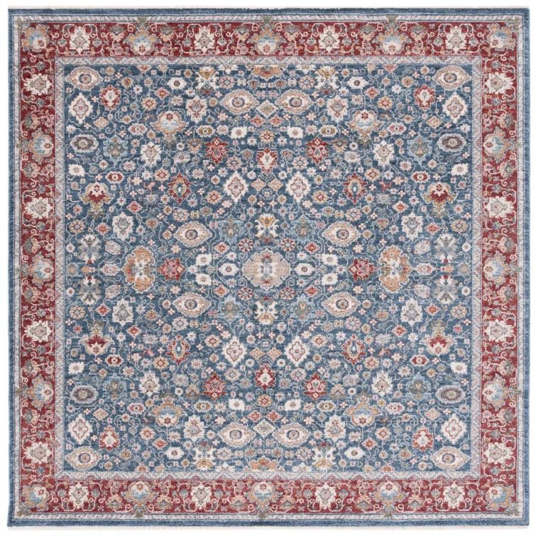 Milltown Traditional Blue Square Wool Blend Area Rug 79"x79"