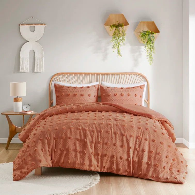 Rust King Down Alternative Microfiber Comforter Set with Pom Pom Embellishments