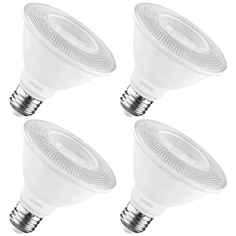 Luxrite White Frosted Dimmable LED Flood Light Bulbs, 4-Pack