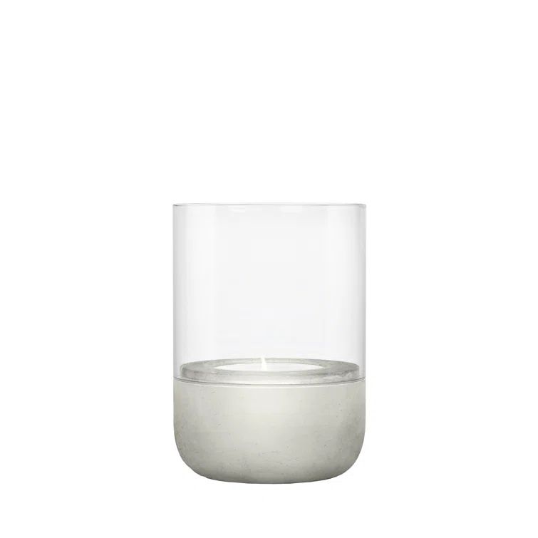 Lily White Glass and Concrete Hurricane Candle Holder