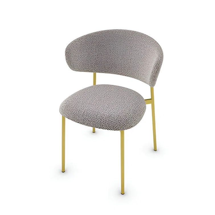 Hemp Upholstered Chair with Polished Brass Metal Legs