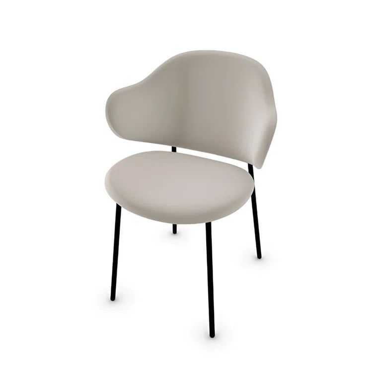 Hemp Upholstered Arm Chair with Matte Black Metal Legs