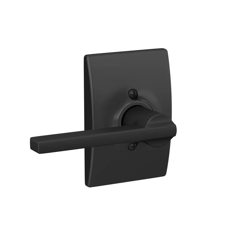 Matte Black Latitude Passage Door Lever with Century Trim