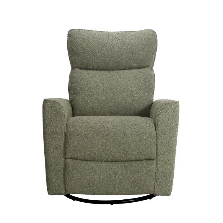 Sage Boucle Swivel Glider Accent Chair with Pillow Back