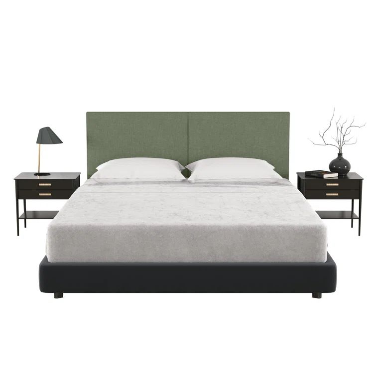 Cypress Green Microvelvet Queen Upholstered Wall Mounted Headboard Panels