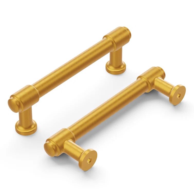 Brushed Golden Brass Modern Cabinet Pulls with Mounting Hardware