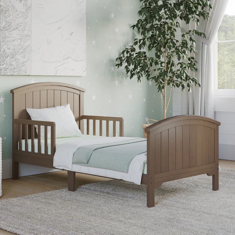 Dusty Heather Pine Toddler Bed with Guard Rails and Headboard