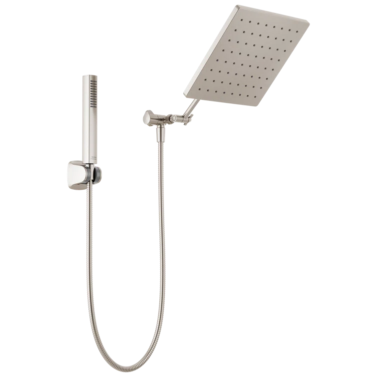10-inch Spotshield Brushed Nickel Raincan Shower Head Combo
