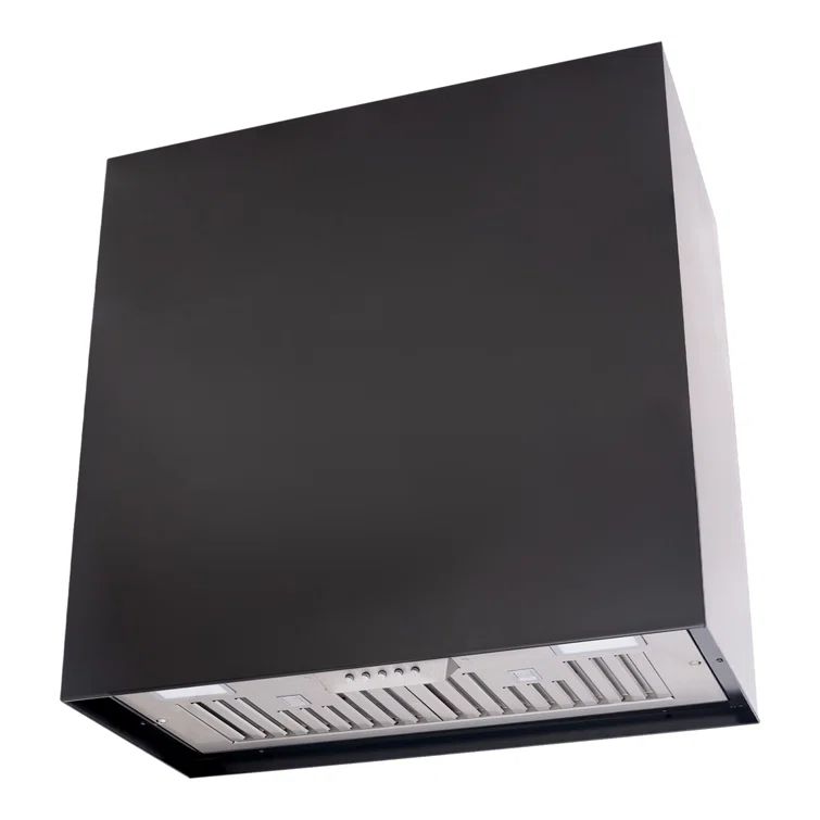Jet Black Stainless Steel Wall Mounted Range Hood with Charcoal Filter