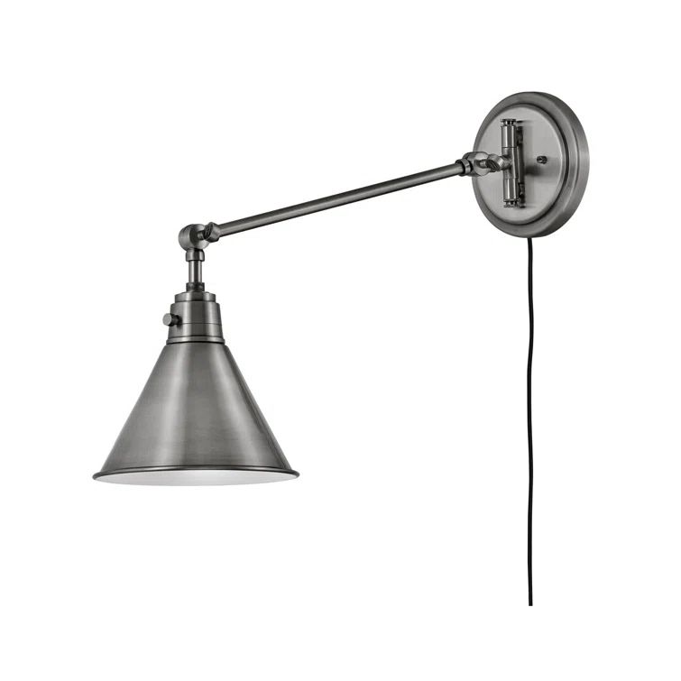 Polished Antique Nickel Adjustable Swing Arm Wall Sconce