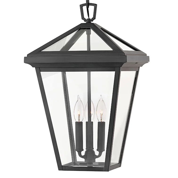 Museum Black 3-Light Outdoor Hanging Lantern with Clear Glass