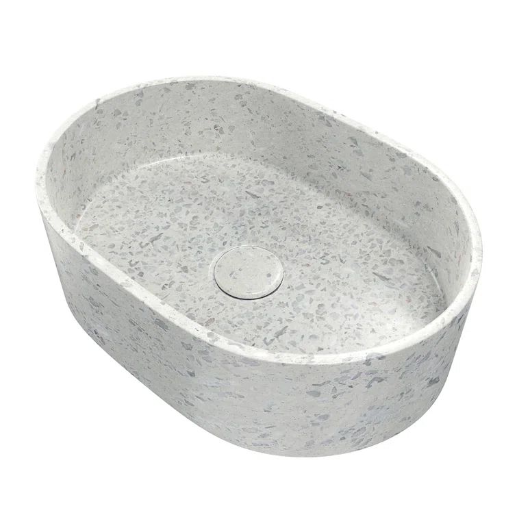 Ambia White Terrazzo Oval Above-Counter Vessel Sink