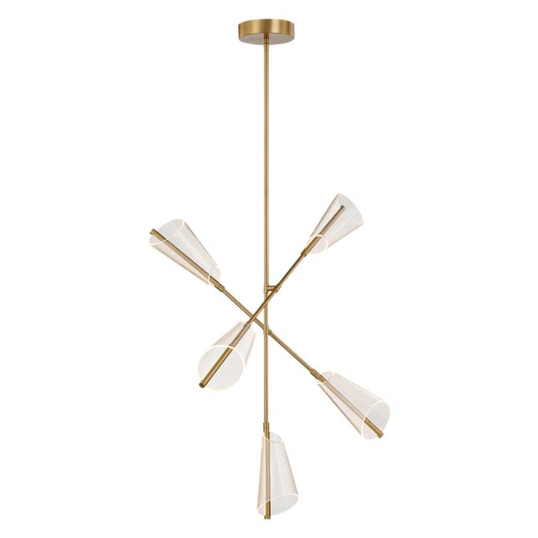 Mulberry Modern Edge-Lit LED Chandelier in Matte Black and Brushed Gold