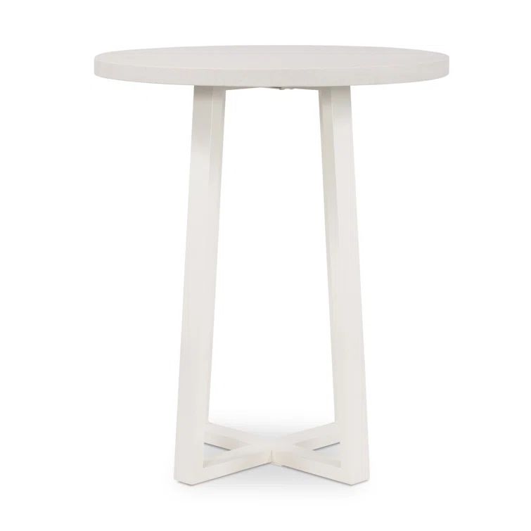 White Lava Stone and Iron Round Bar Table