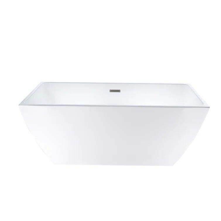 Vanity Art 59" White Acrylic Freestanding Soaking Bathtub