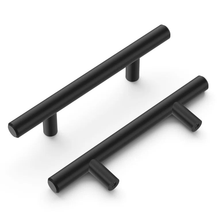 Matte Black Steel Bar Pull Cabinet Handles with Mounting Hardware